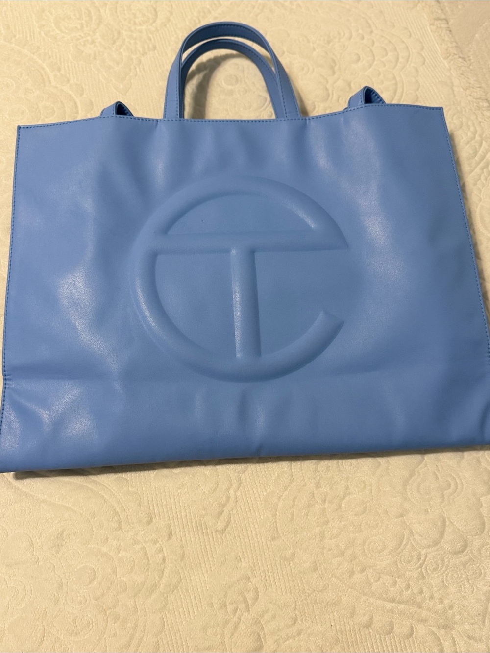 Telfar Cerulean Blue Leather Large Tote Bag
